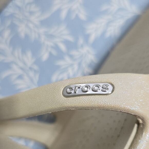 CROCS Womens Sz 9 Rhonda Beige Strappy Wedge Sandals - Picture 5 of 15